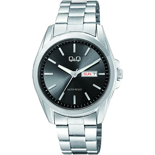 Reloj Q&Q Hombre Análogo Plateado Negro A05A-005PY  