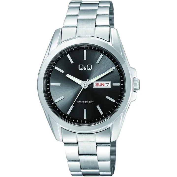 Reloj Q&Q Hombre Análogo Plateado Negro A05A-005PY   1