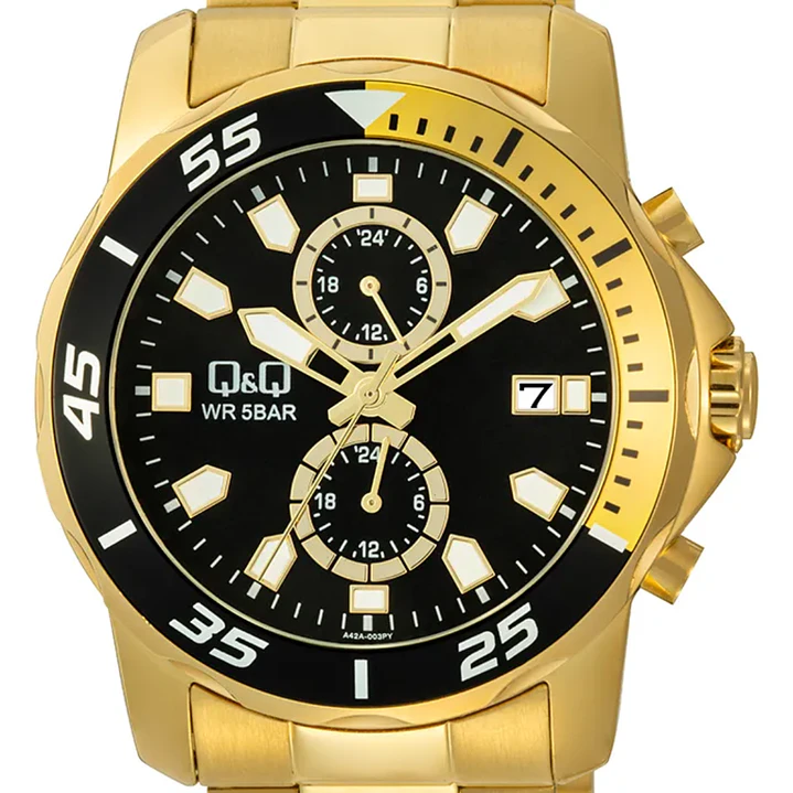 Reloj Q&Q Hombre Análogo Dorado A42A-003PY 3