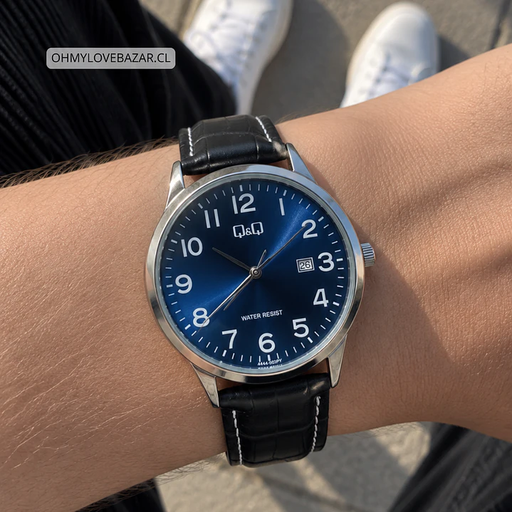 Reloj Q&Q Hombre Análogo Correa Cuero A44A-005PY 2