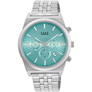 Reloj Q&Q Hombre Análogo Plateado Azul Tiffany A48A-001PY