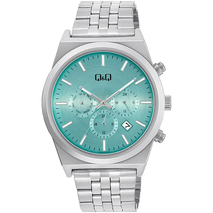 Reloj Q&Q Hombre Análogo Plateado Azul Tiffany A48A-001PY 1