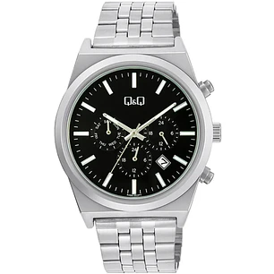 Reloj Q&Q Hombre Análogo Plateado Negro A48A-002PY