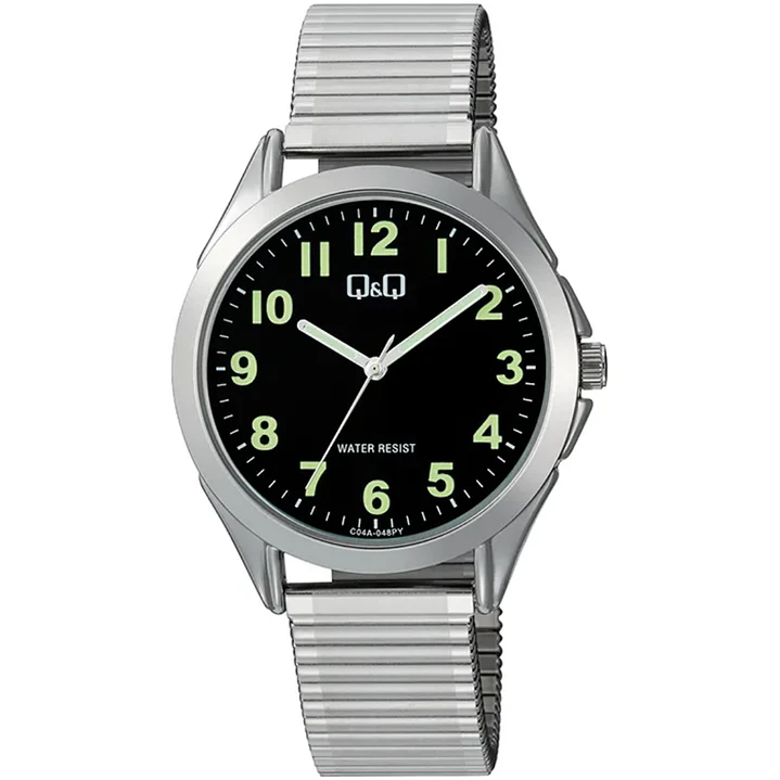 Reloj Q&Q Hombre Análogo Plateado Negro C04A-048PY 1