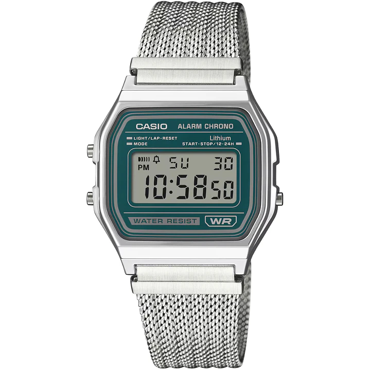 Reloj Casio Vintage Unisex Correa Milanese Verde A158WEM-3D 1