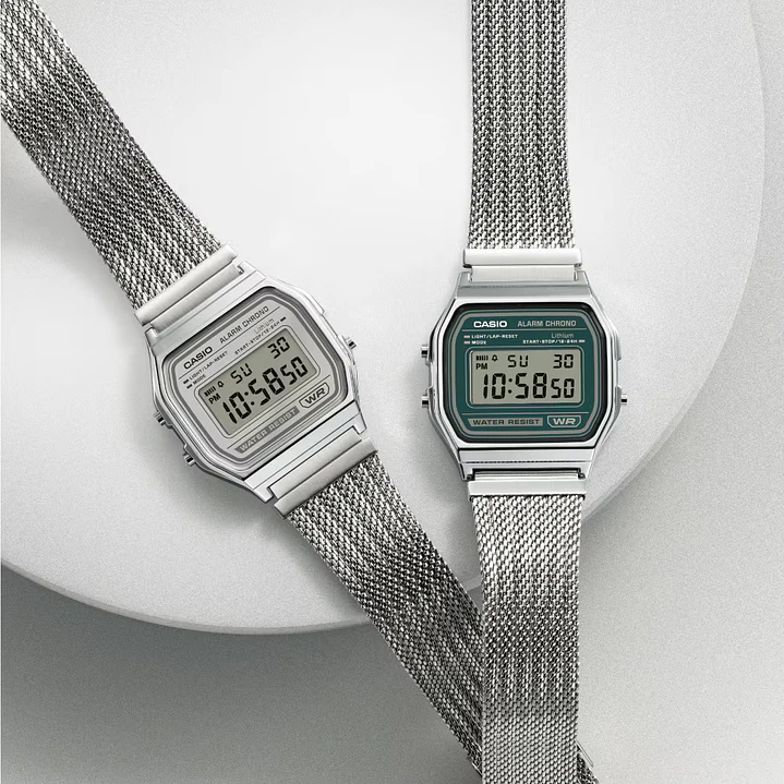 Reloj Casio Vintage Unisex Correa Milanese Verde A158WEM-3D 6