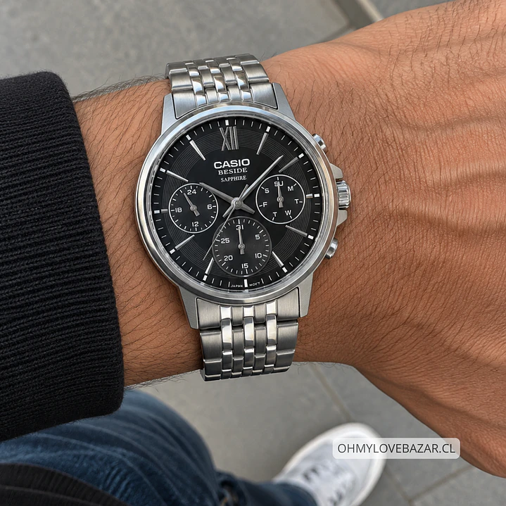 Reloj Casio Beside de Acero y Cristal Zafiro BMS-300D-1A 2