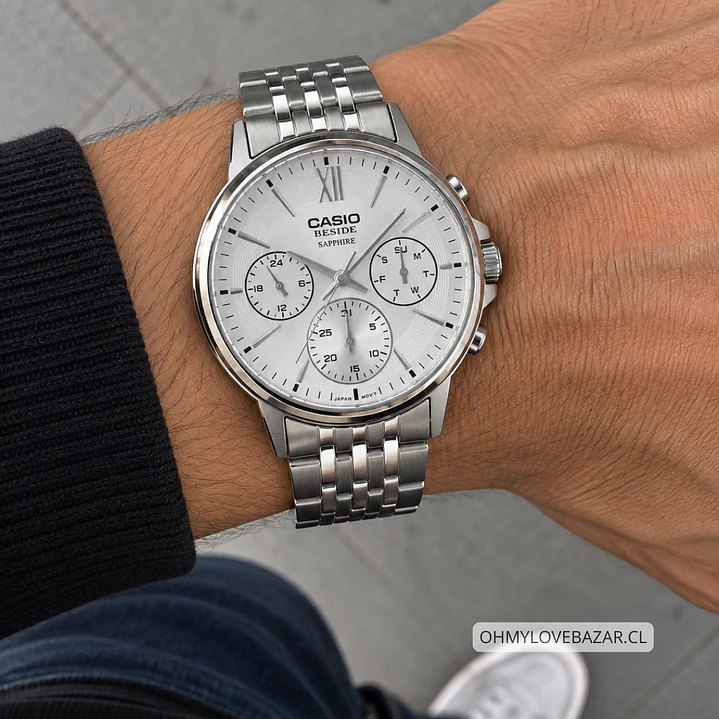Reloj Casio Beside de Acero y Cristal Zafiro BMS-300D-7A 2