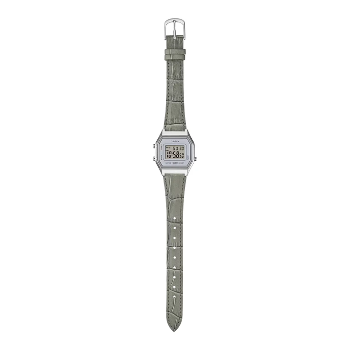 Reloj Casio Vintage Plateado Correa Cuero LA-680WEL-8A2 3