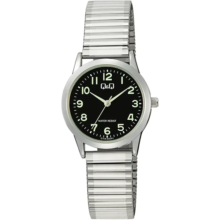 Reloj Q&Q Mini Mujer Análogo Plateado Negro C11A-034PY 1
