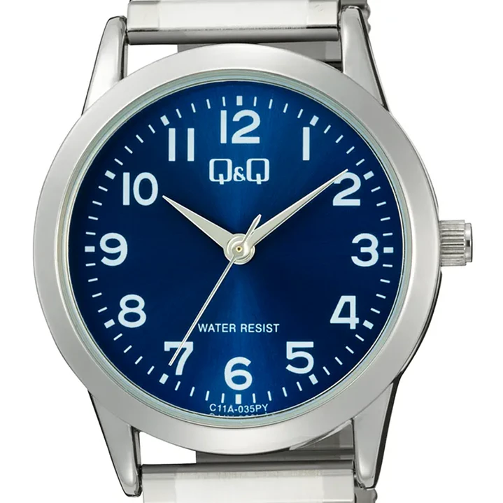 Reloj Q&Q Mini Mujer Análogo Plateado Azul C11A-035PY  2