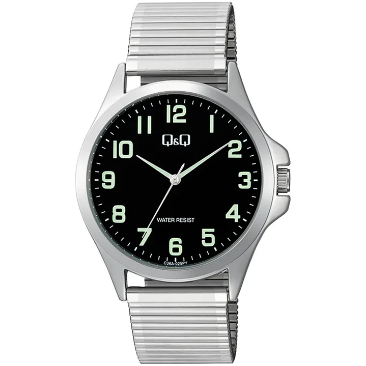 Reloj Q&Q Hombre Análogo Plateado Negro C36A-025PY 1