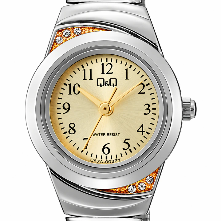 Reloj Q&Q Súper Mini Mujer Bicolor Brillos C67A-003PY 2