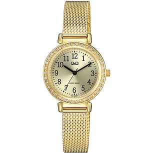 Reloj Q&Q Mini Dorado Correa Milanese Brillos Q12A-002PY