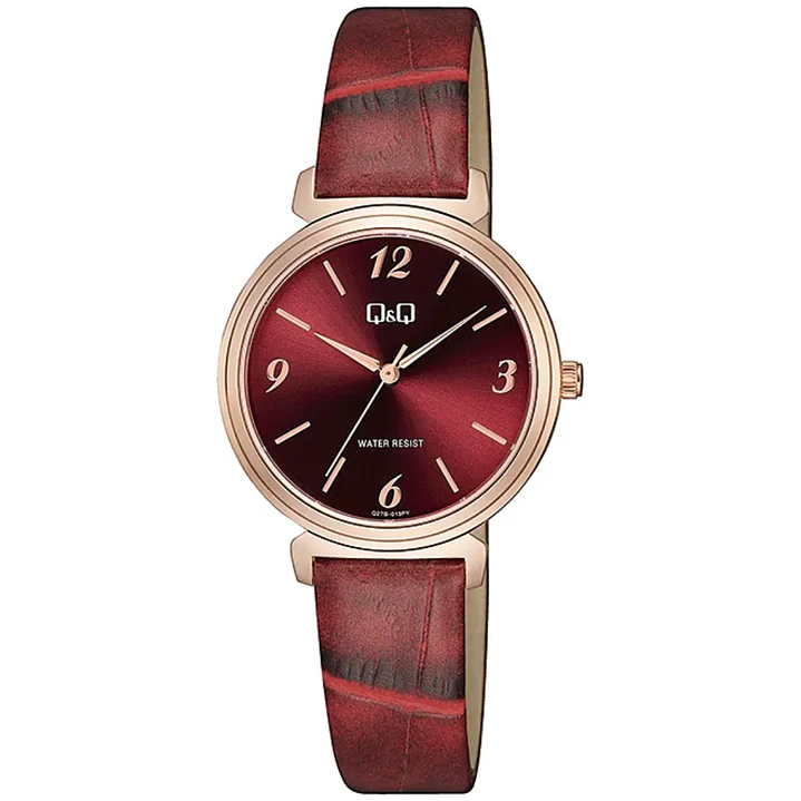 Reloj Q&Q Análogo Rosé Correa Burdeo Q27B-013PY 1