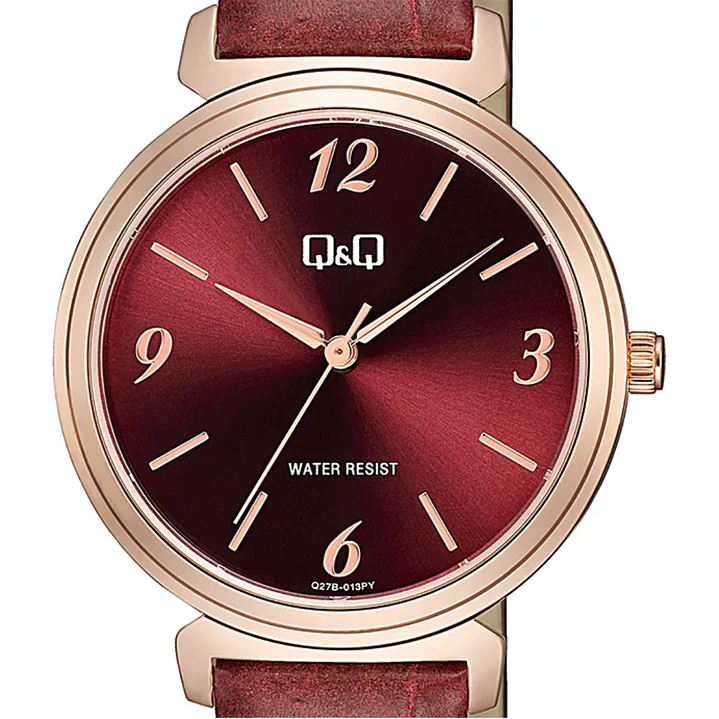 Reloj Q&Q Análogo Rosé Correa Burdeo Q27B-013PY 2