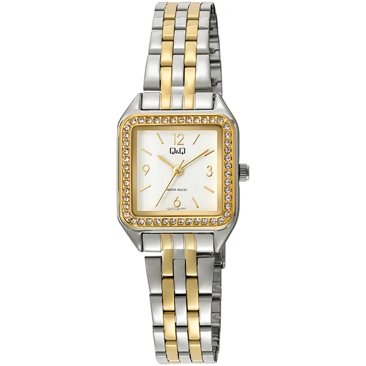 Reloj Q&Q Mini Mujer Tank Bicolor Brillos Q27C-001PY 1