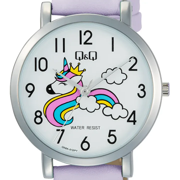 Reloj Q&Q Mini Infantil Niñes Niño Unicornio Lila Q58A-012PY 2