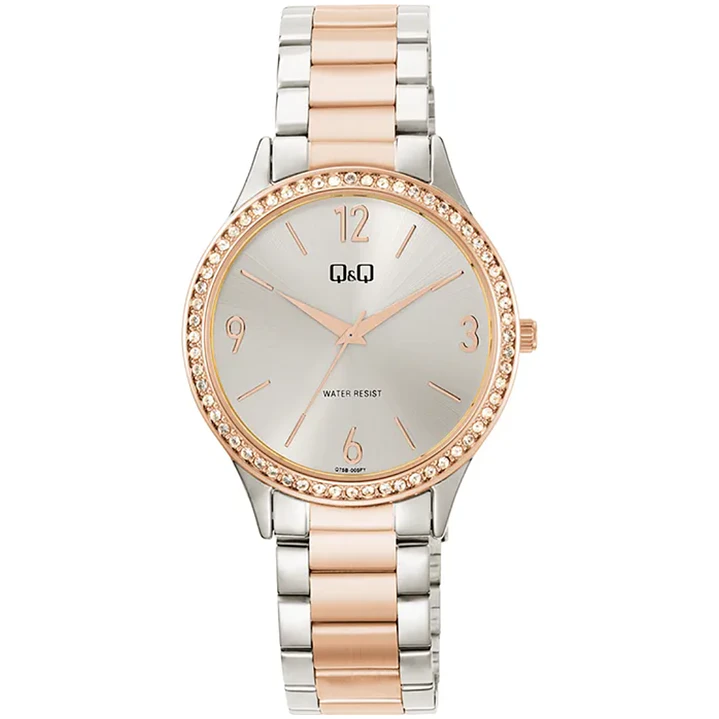 Reloj Q&Q Análogo Bicolor Rosé Brillos Q75B-005PY 1