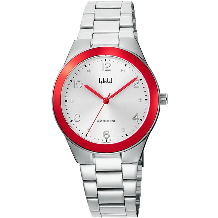 Reloj Q&Q Análogo Plateado Rojo Brillos Q78B-006PY 1