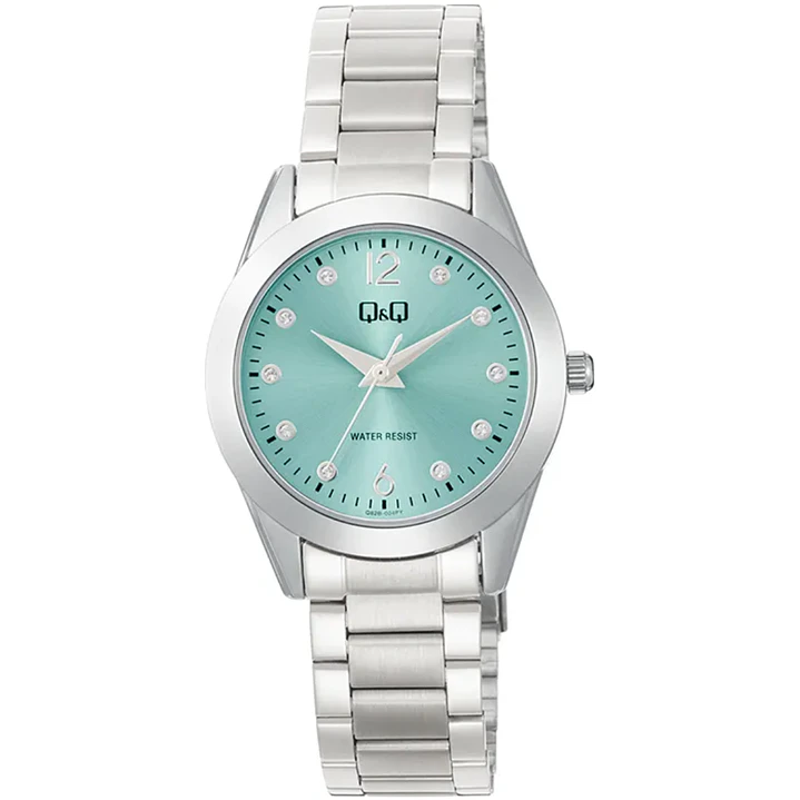 Reloj Q&Q Análogo Plateado Brillos Turquesa Q82B-004PY 1