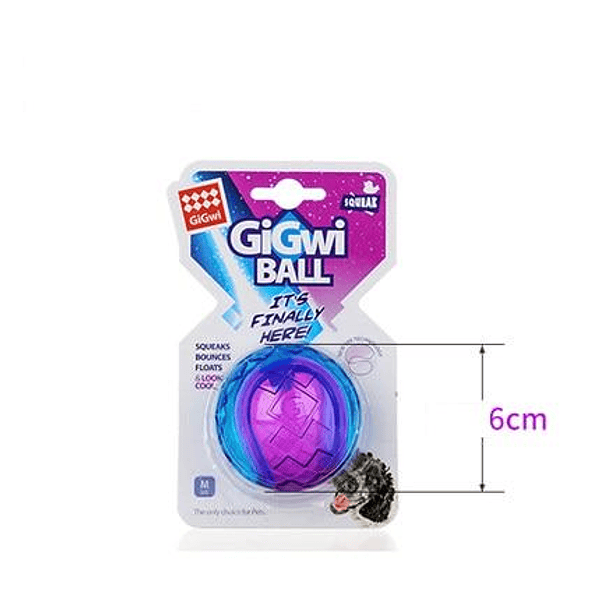 GIGWI BALL SQUEAKER TRANSPARENTE VIOLETA/ AZUL M