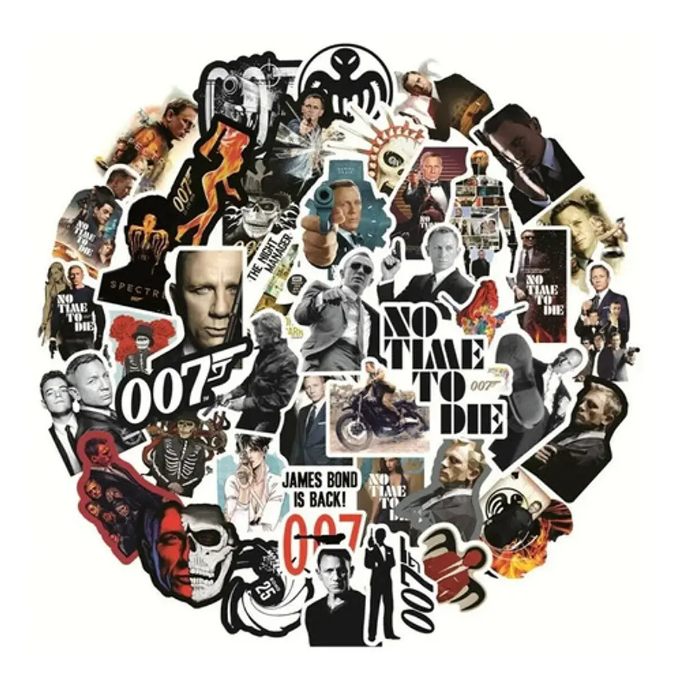 James Bond 007 Set De 50 Stickers / Calcomanias / Pegatinas 1