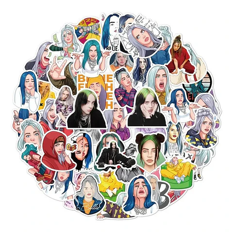 Billie Eilish - Set De 50 Stickers / Calcomanias