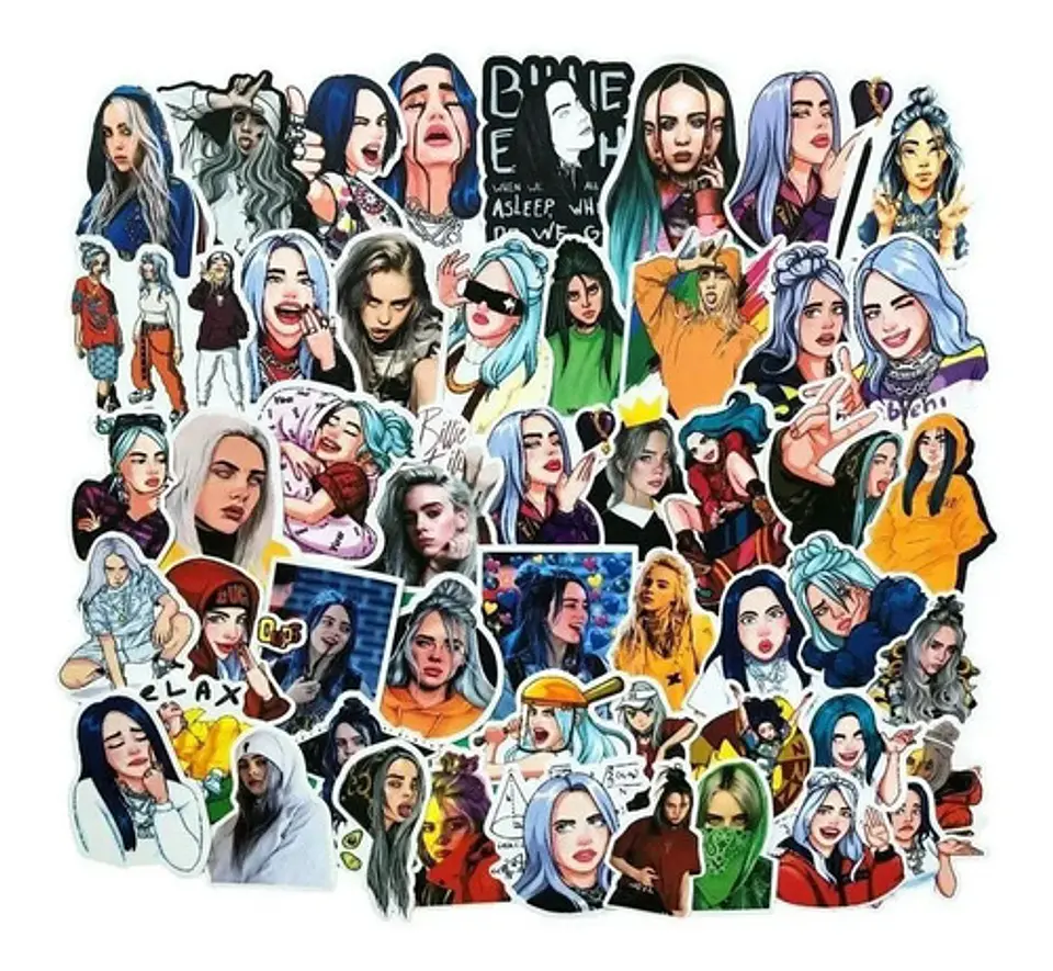 Billie Eilish - Set De 50 Stickers / Calcomanias 6