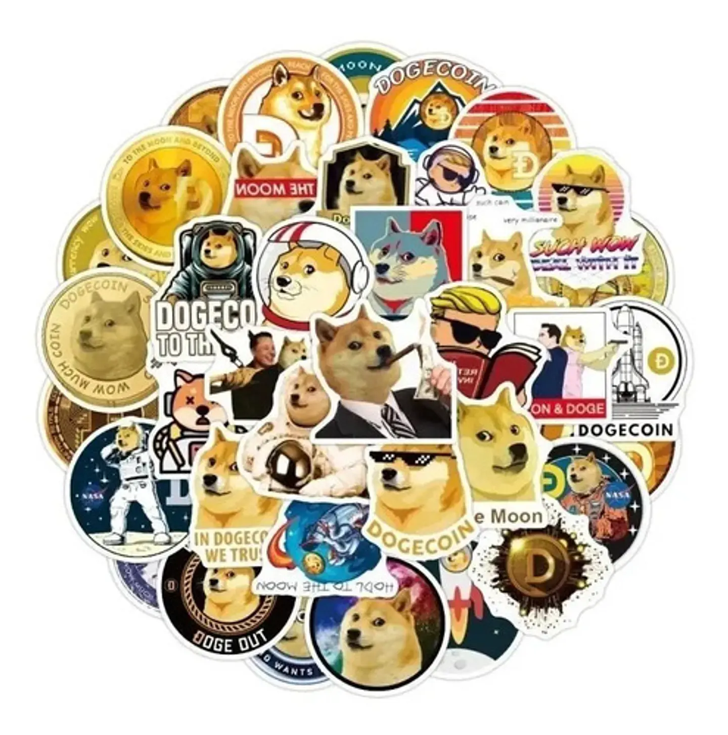 Dogecoin Set De 50 Stickers / Calcomanias / Pegatinas 1