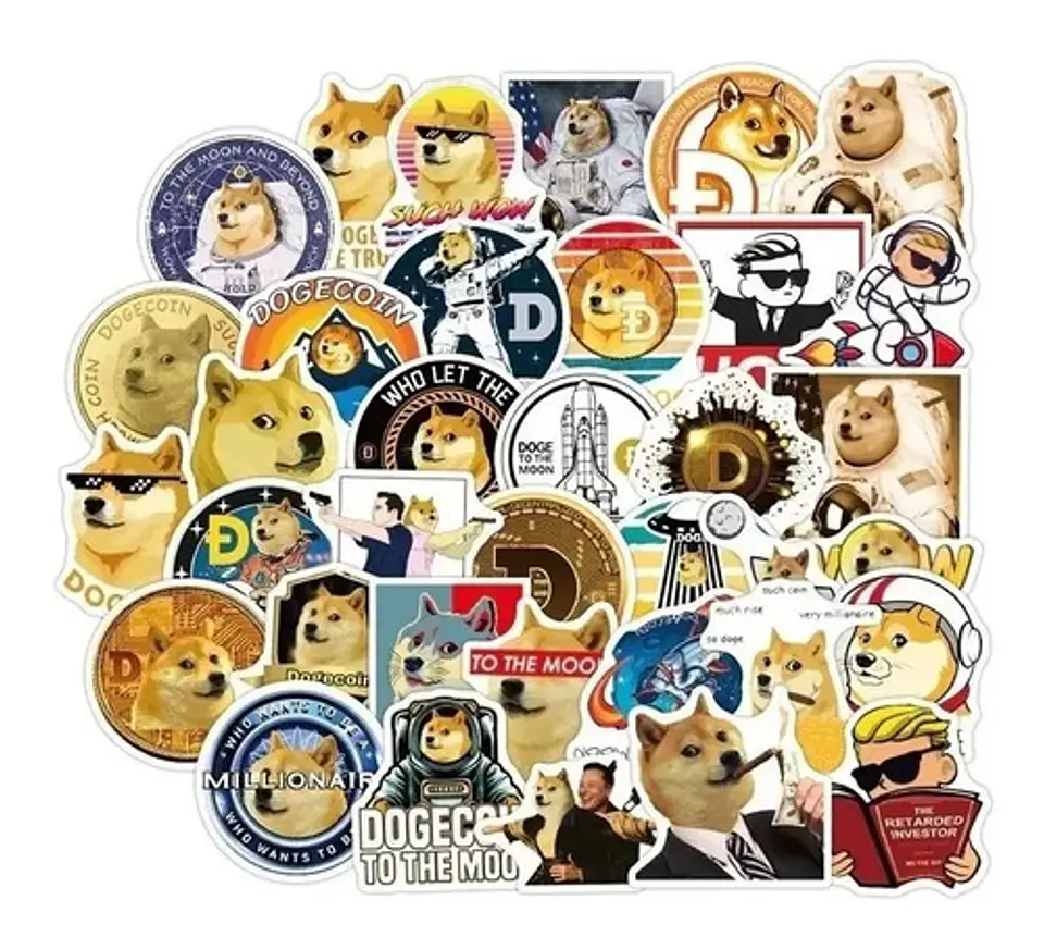 Dogecoin Set De 50 Stickers / Calcomanias / Pegatinas 4