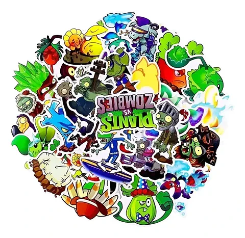 Plantas Vs Zombis - Set De 50 Stickers / Calcomanias