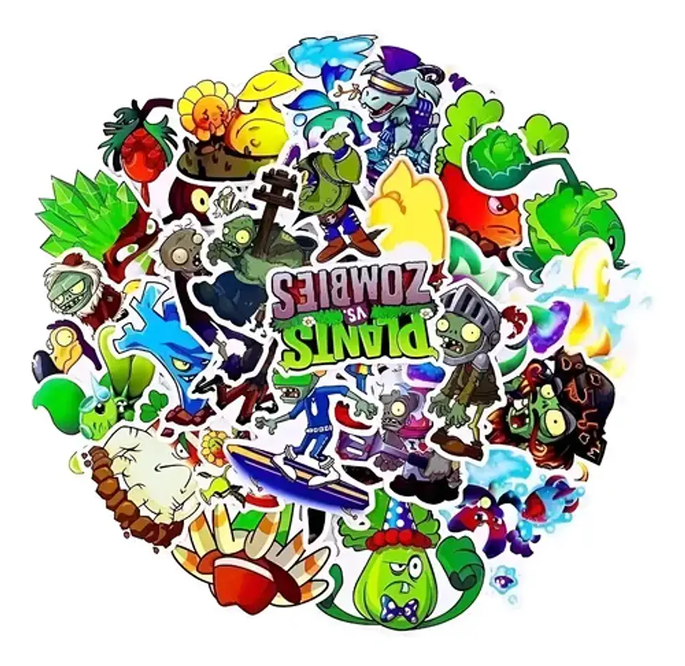 Plantas Vs Zombis - Set De 50 Stickers / Calcomanias 1