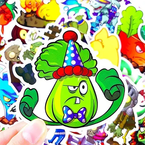 Plantas Vs Zombis - Set De 50 Stickers / Calcomanias