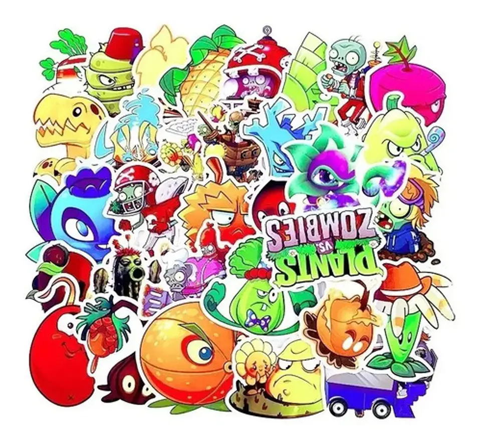 Plantas Vs Zombis - Set De 50 Stickers / Calcomanias 5