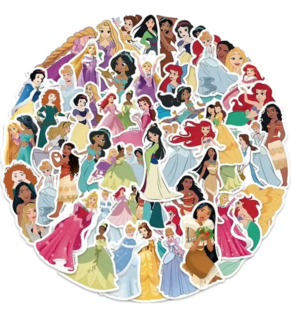Princesas Disney - Set De 50 Stickers / Calcomanias  1