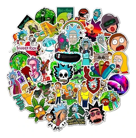 Rick Y Morty - Set De 50 Stickers / Calcomanias