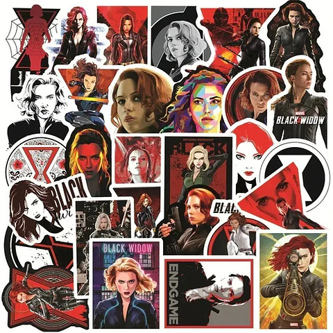 Black Widow - Set De 50 Stickers / Calcomanias / Pegatinas