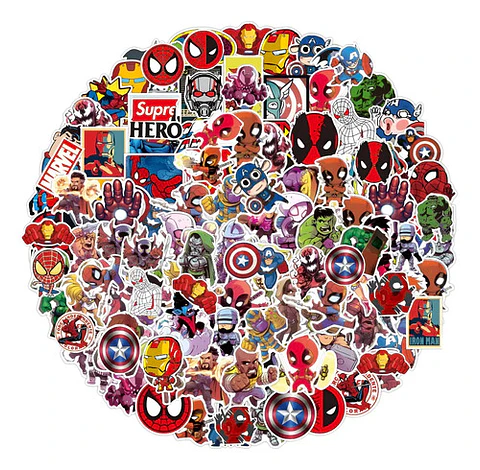 Super Heroes Marvel - Set De 50 Stickers / Calcomanias
