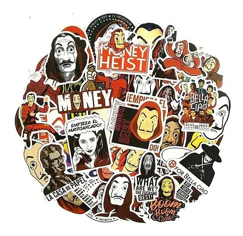 La Casa De Papel - Set De 50 Stickers / Calcomanias