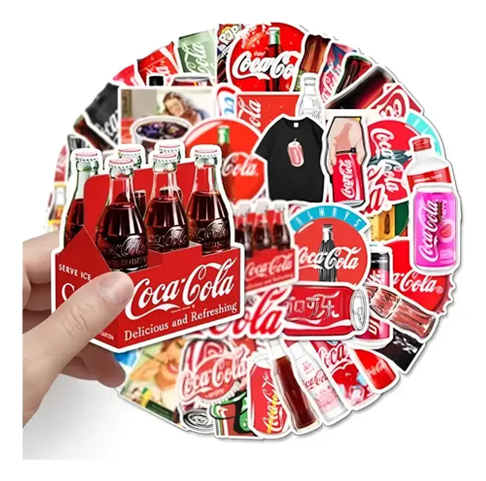 Coca Cola Set De 50 Stickers / Calcomanias / Pegatinas 1