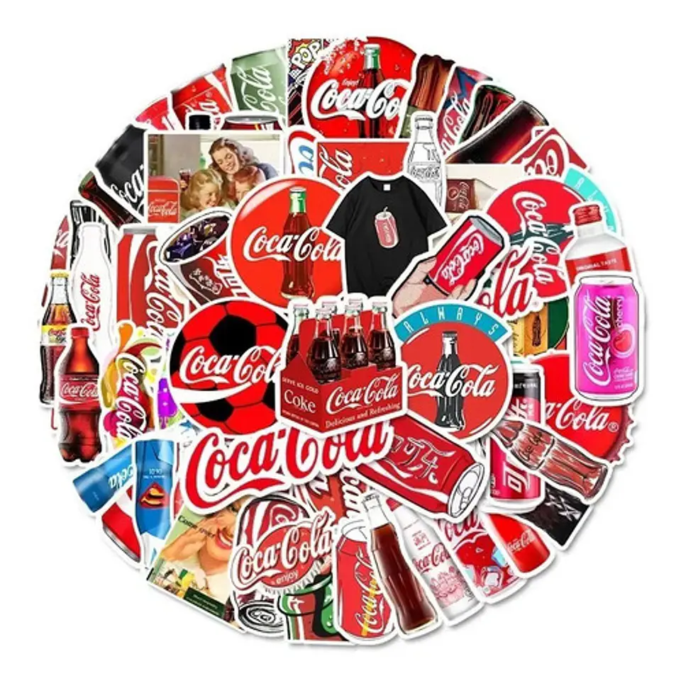 Coca Cola Set De 50 Stickers / Calcomanias / Pegatinas 3