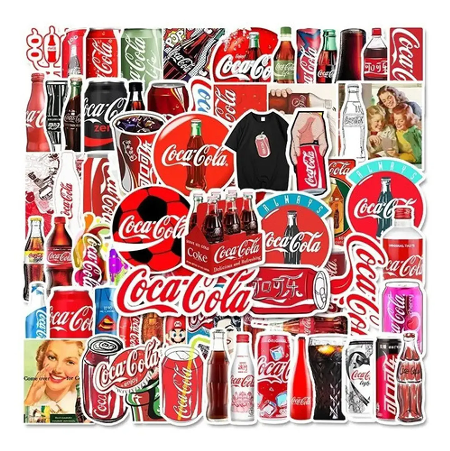 Coca Cola Set De 50 Stickers / Calcomanias / Pegatinas 4