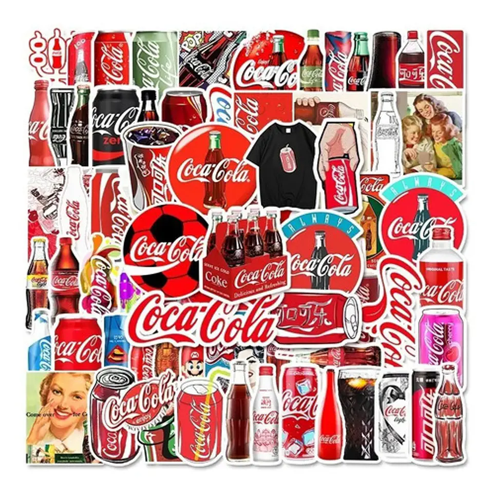 Coca Cola Set De 50 Stickers / Calcomanias / Pegatinas 4