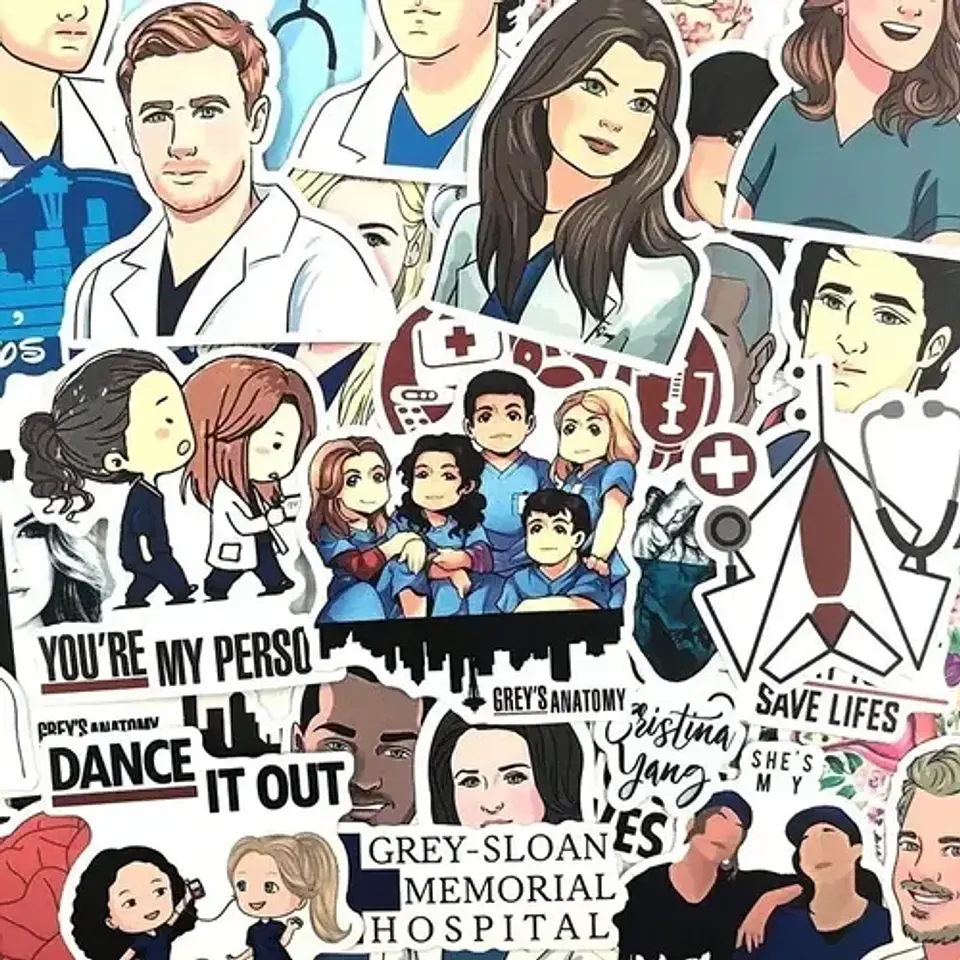 Grey's Anatomy - Set De 50 Stickers / Calcomanias / Pegatina 3