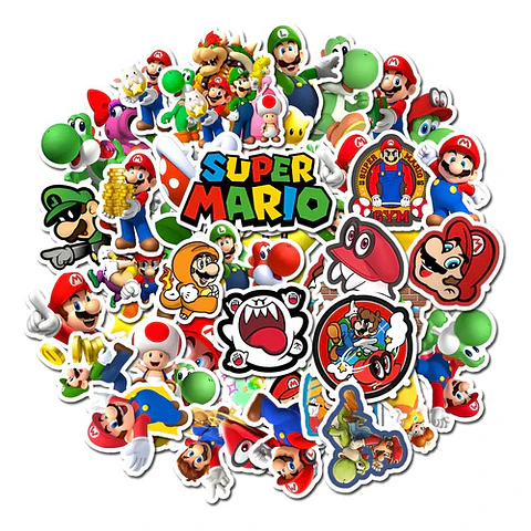 Super Mario Bros - Set De 50 Stickers / Calcomanias