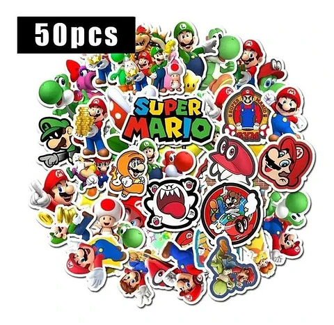 Super Mario Bros - Set De 50 Stickers / Calcomanias
