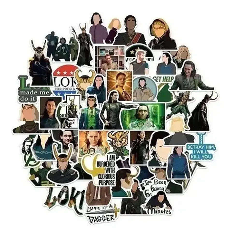 Loki - Marvel - Set De 50 Stickers / Calcomanías / Pegatinas 1