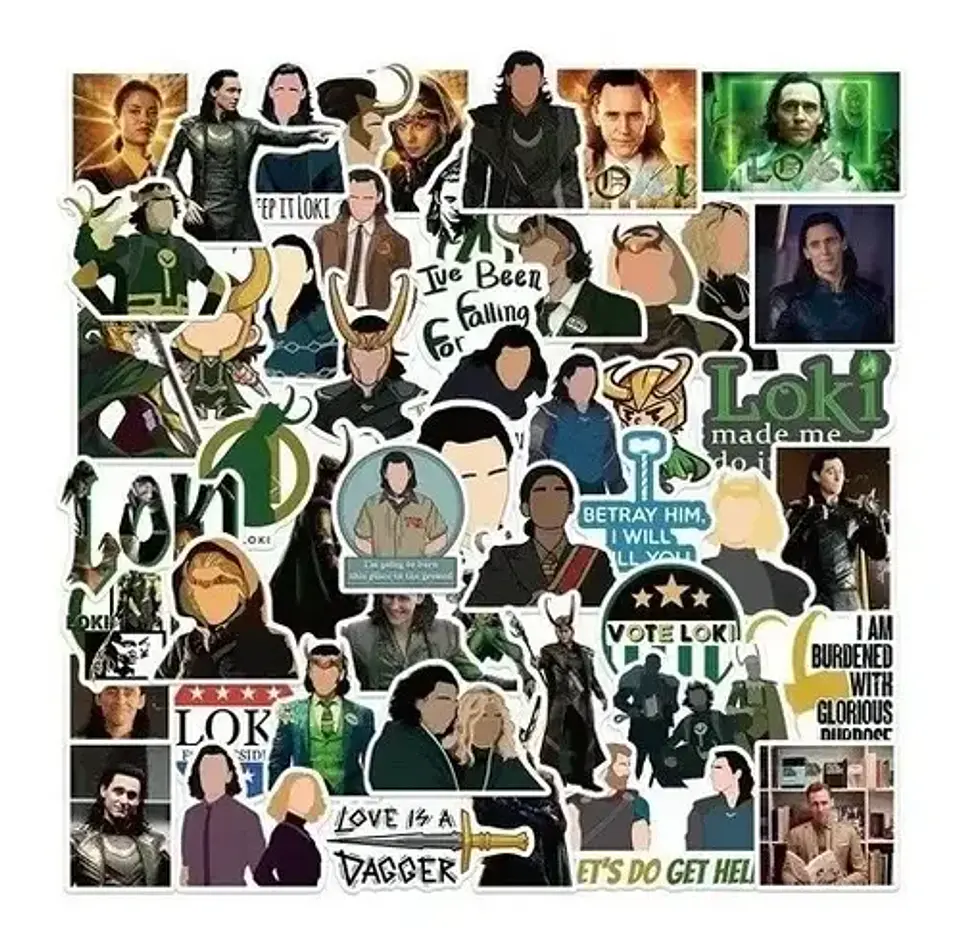 Loki - Marvel - Set De 50 Stickers / Calcomanías / Pegatinas 4