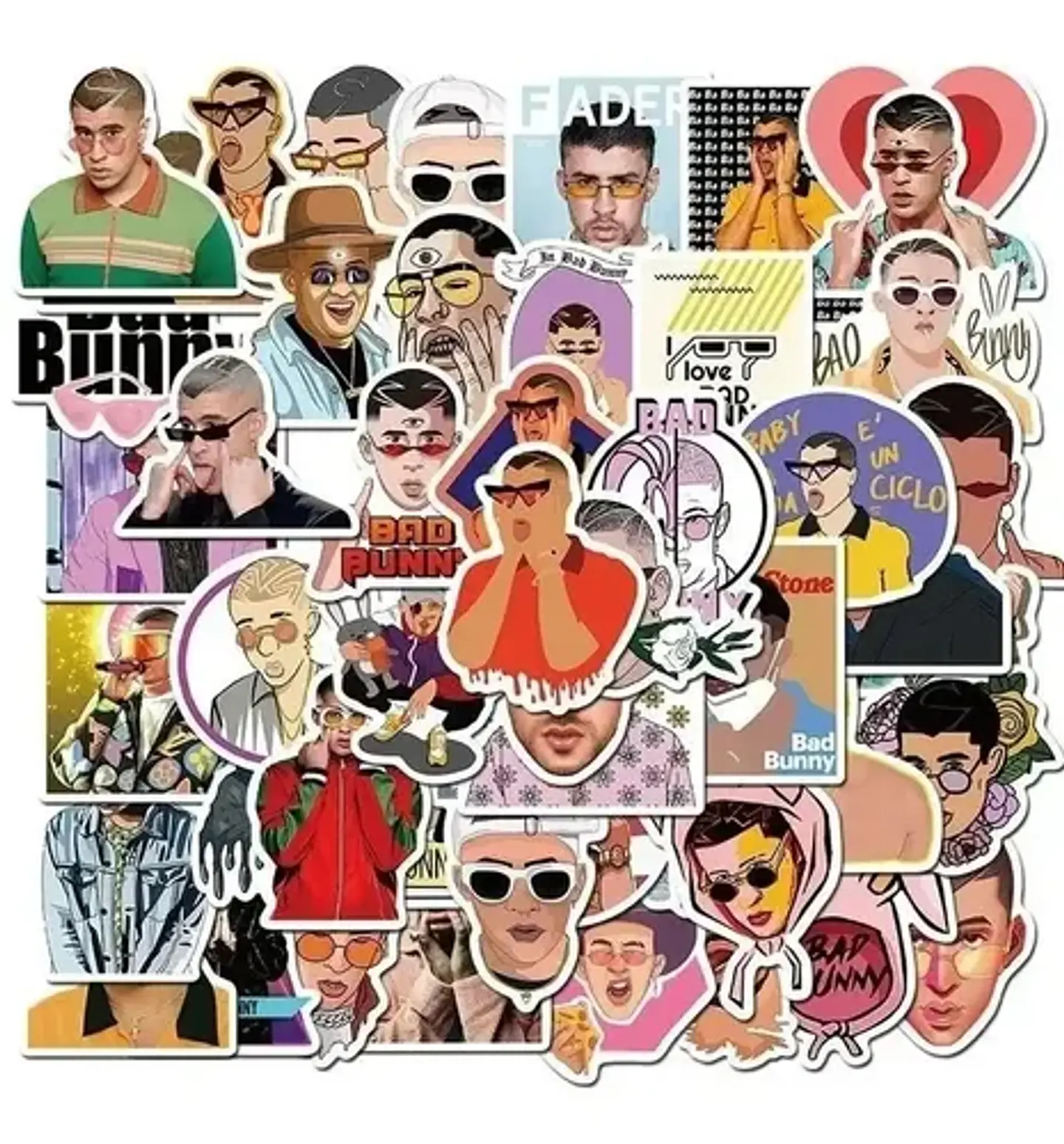Bad Bunny - Set De 50 Stickers / Calcomanias 5